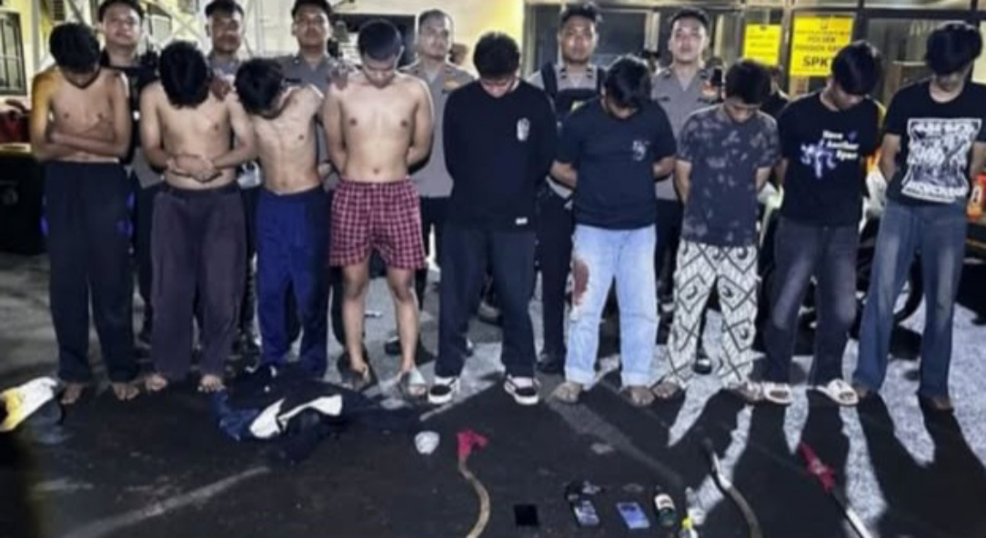 Para remaja yang melakukan aksi tawuran di Bekasi (SinPo.id/Dok.Polres Bekasi)
