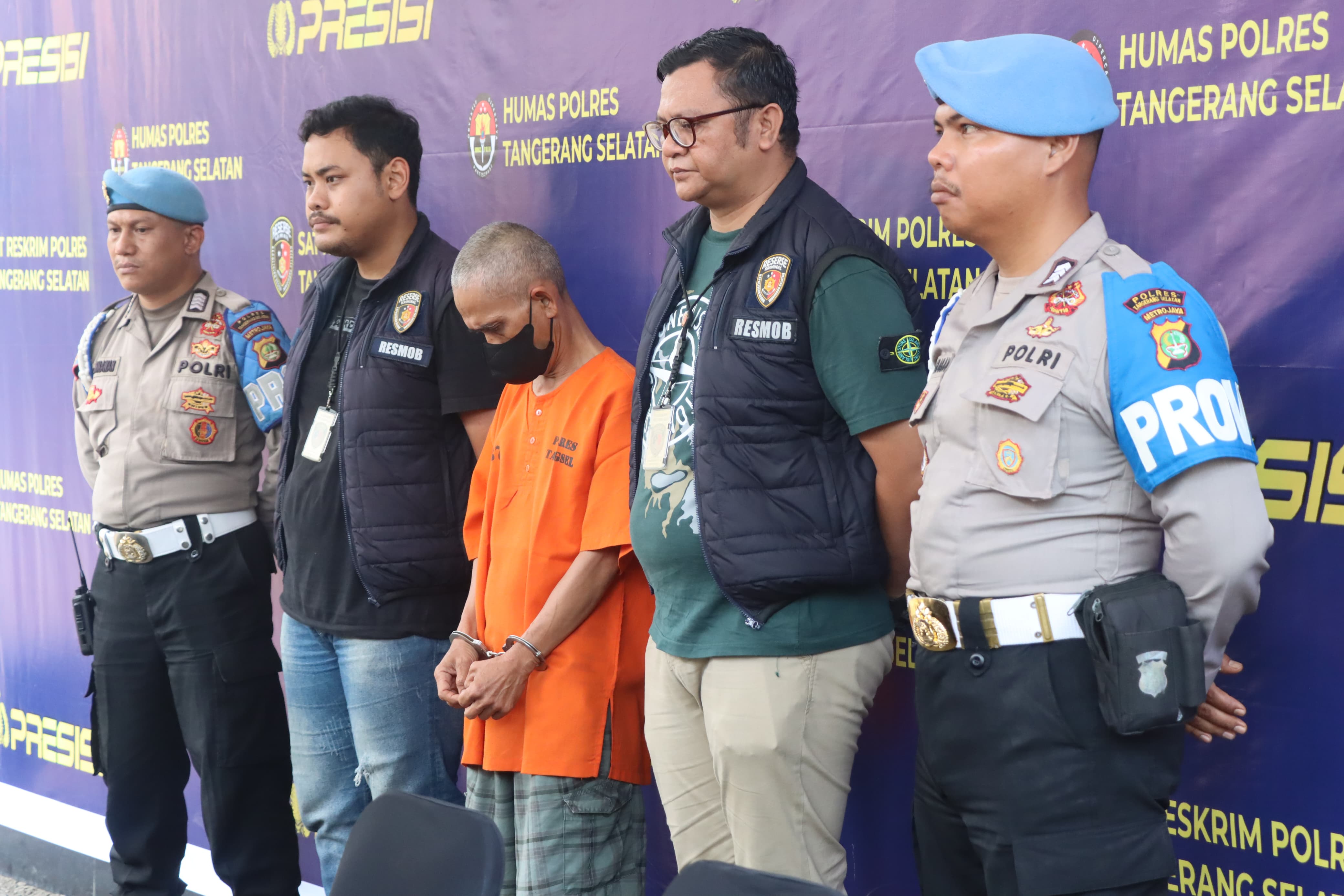 Konfrensi pers kasus pembunuhan (SinPo.id/ Dok.Polres Tangsel)