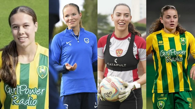 Sebanyak empat pemain diaspora yang akan segera membela Timnas Wanita Indonesia: Emily Nahon, Isa Warps, Felicia de Zeeuw, dan Iris de Rouw. (SinPo.id/KRC Genk Ladies/ADO den Haag/Iris de Rouw)