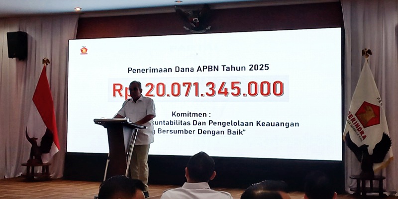 Prosesi penyerahan dana bantual parpol 2025 (Sinpo.id)
