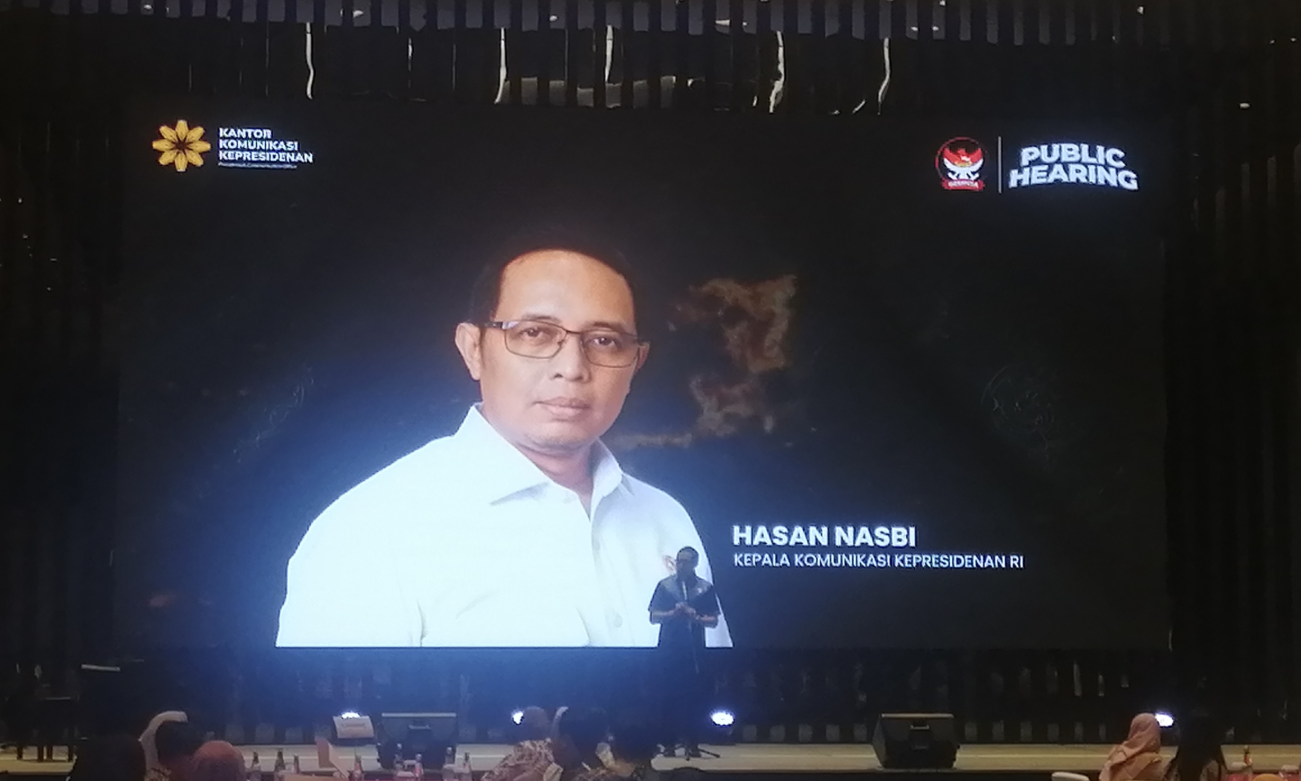 Kepala Kantor Komunikasi Kepresidenan Hasan Nasbi. (SinPo.id/Tio)