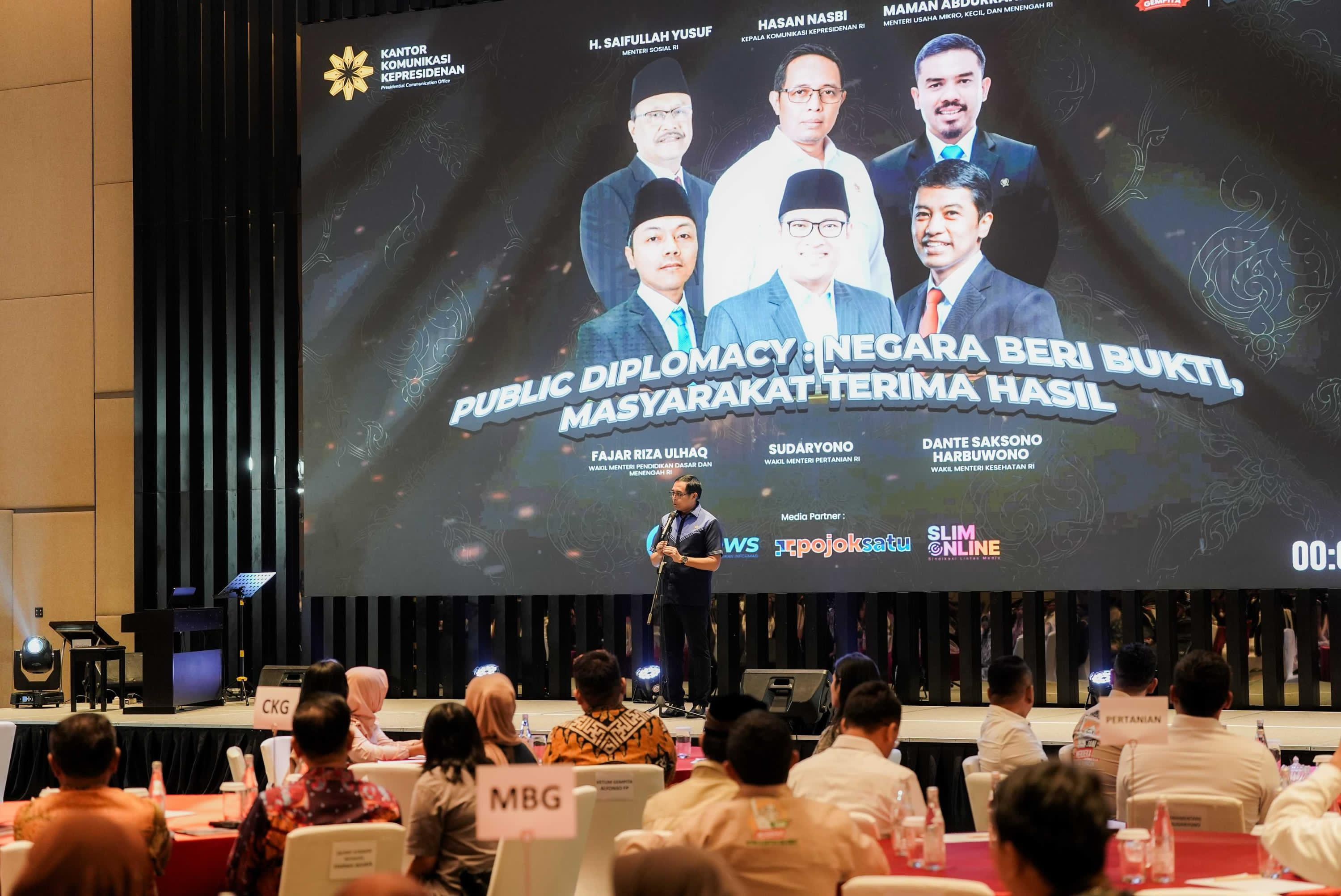 Kantor Komunikasi Kepresidenan bersama Gempita menggelar acara Public Hearing 'Public Diplomacy: Negeri Beri Bukti, Masyarakat Terima Hasil'. (SinPo.id/PCO)