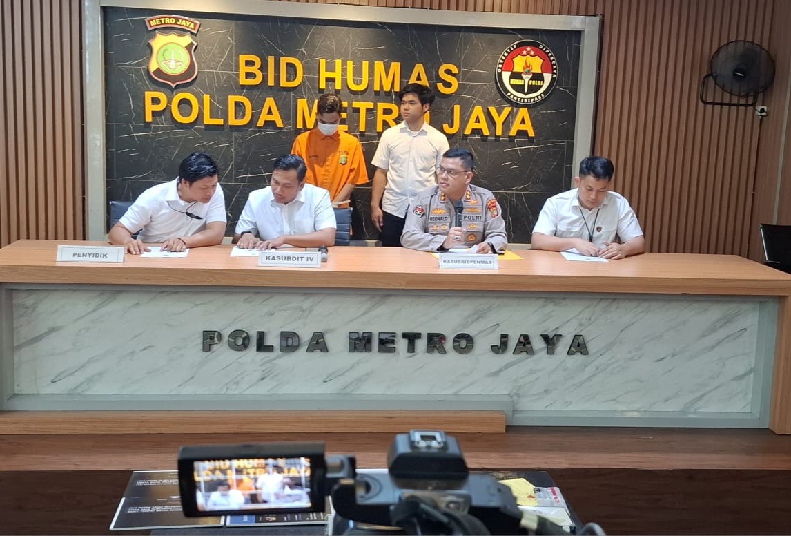 Konferensi pers kasus pemerasan bermodus VCS (SinPo.id/Firdausi)