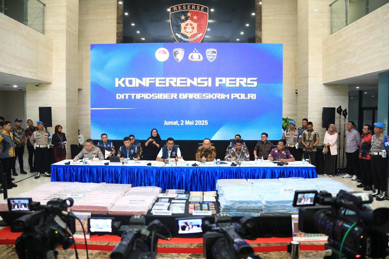 Konfrensi pers pengungkapan judi online (SinPo.id/Dok.Polri)