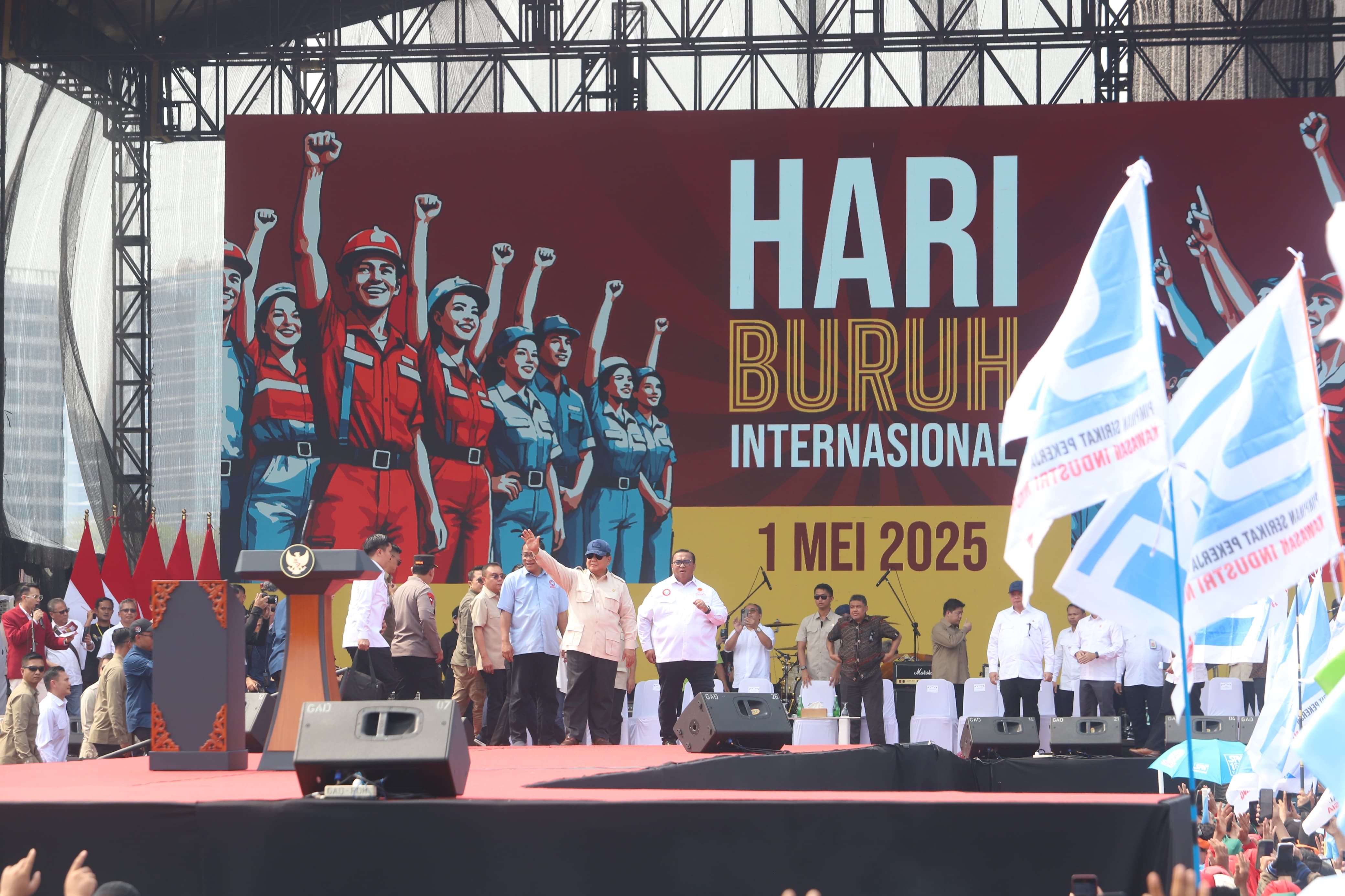 Presiden Prabowo Subianto di Mayday 2025(SinPo.id/ Ashar)
