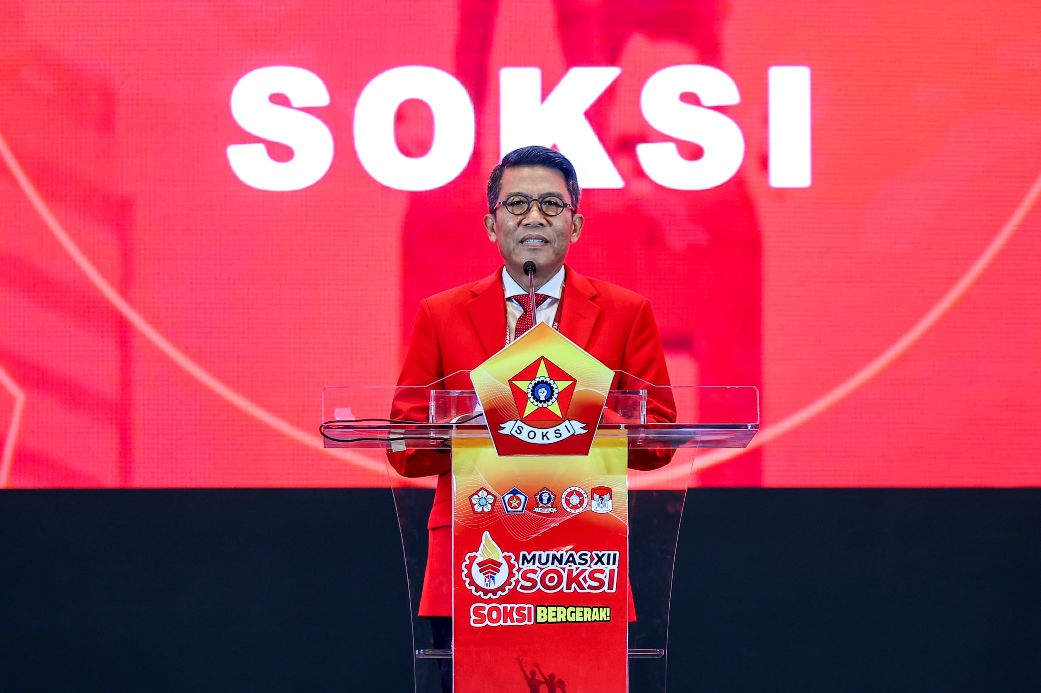 Munas XII SOKSI 2025 resmi menetapkan Mukhamad Misbakhun sebagai Ketua Umum Depinas SOKSI periode 2025–2030. (SinPo.id/Dok. SOKSI)