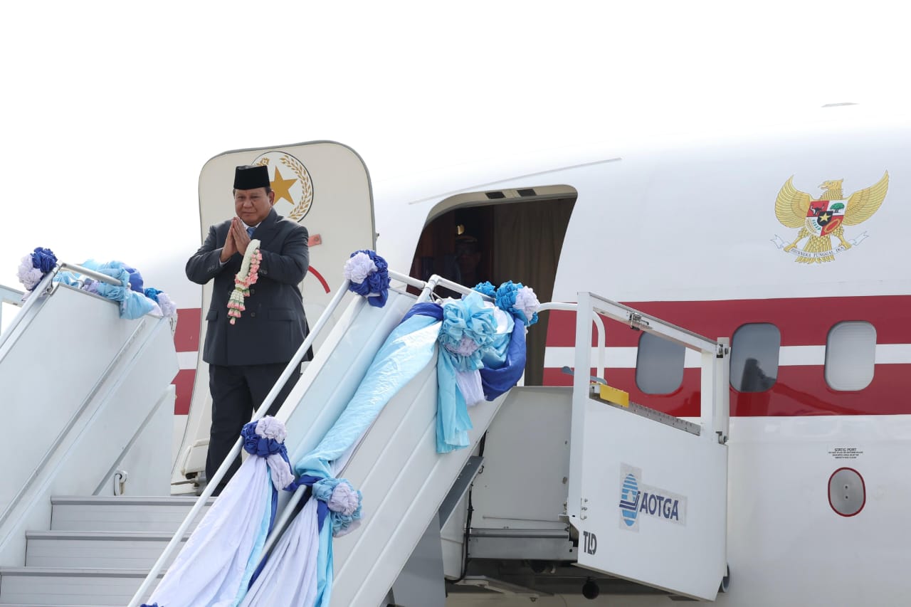 Presiden Prabowo kebali ke Tanah Air usai lawatan ke Thailand (SinPo.id/Setpres)