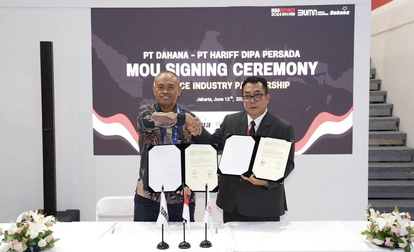 Hariff Defense dan PT Dahana menandtangani MoU untuk kemandirian teknologi pertahanan. Istimewa