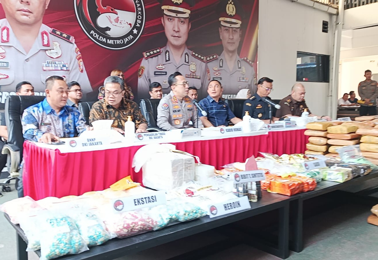 Konfrensi pers pengungkapan narkoba (SinPo.id/Firdausi)