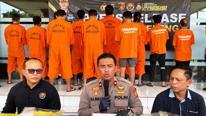 Konferensi pers kasus narkoba di Polres Buleleng (SinPo.id/ Humas Polri)