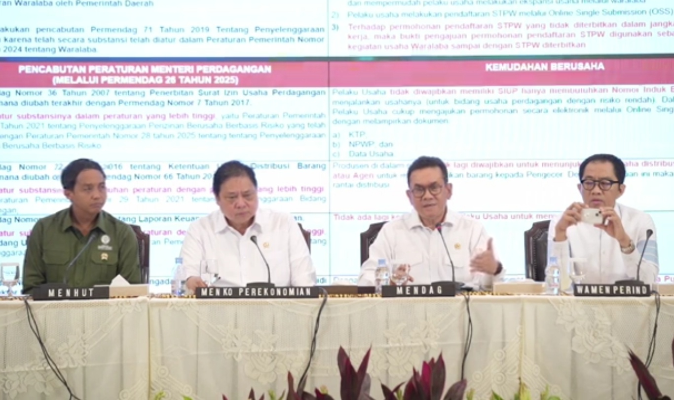 Menteri Perdagangan RI Budi Santoso saat konferensi pers. (SinPo.id/tangkap layar)