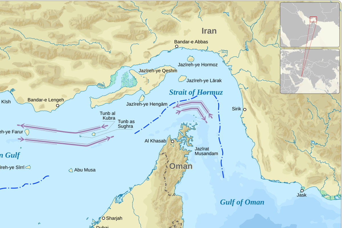 Peta Selat Hormuz. (SinPo.id/Wikimedia Commons)