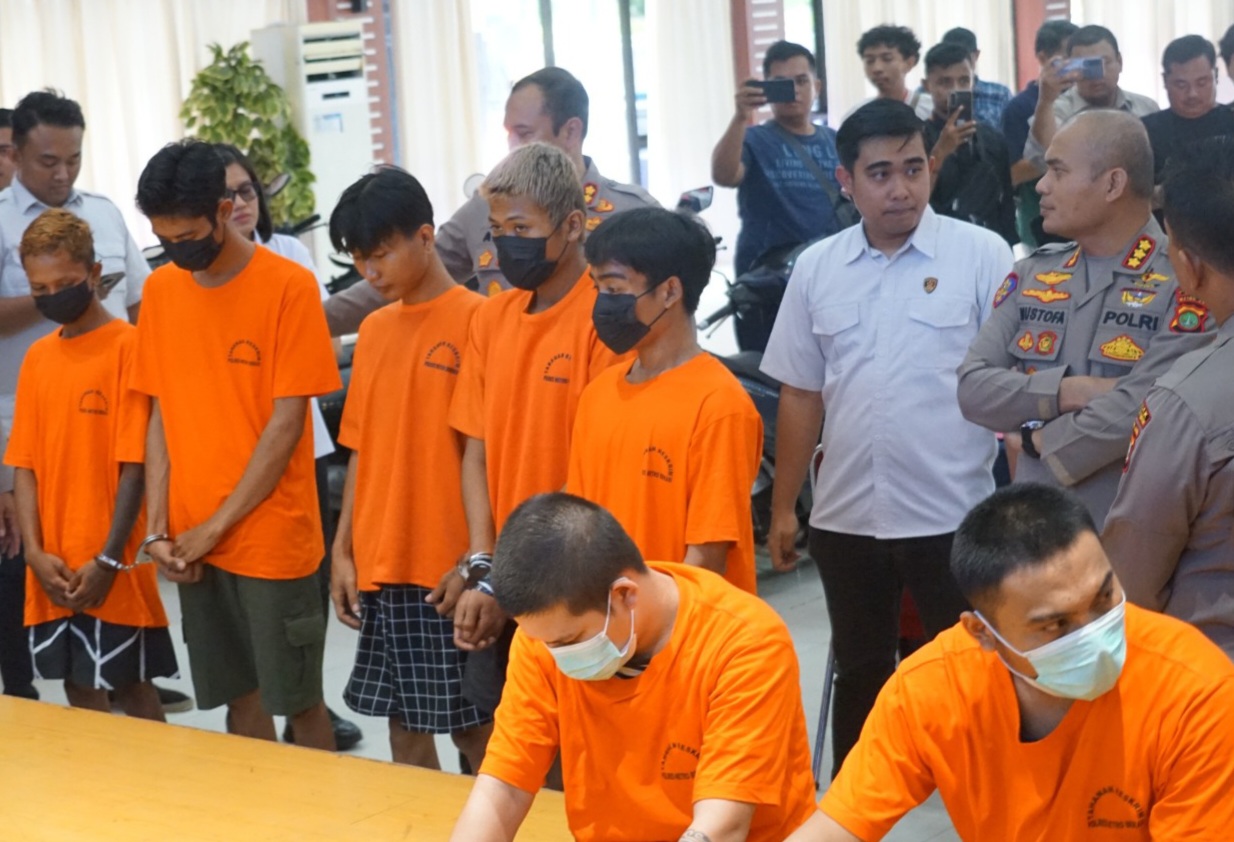 Konferensi pers penangkapan sindikat Curanmor (SinPo.id/Dok.Polres Metro Bekasi)
