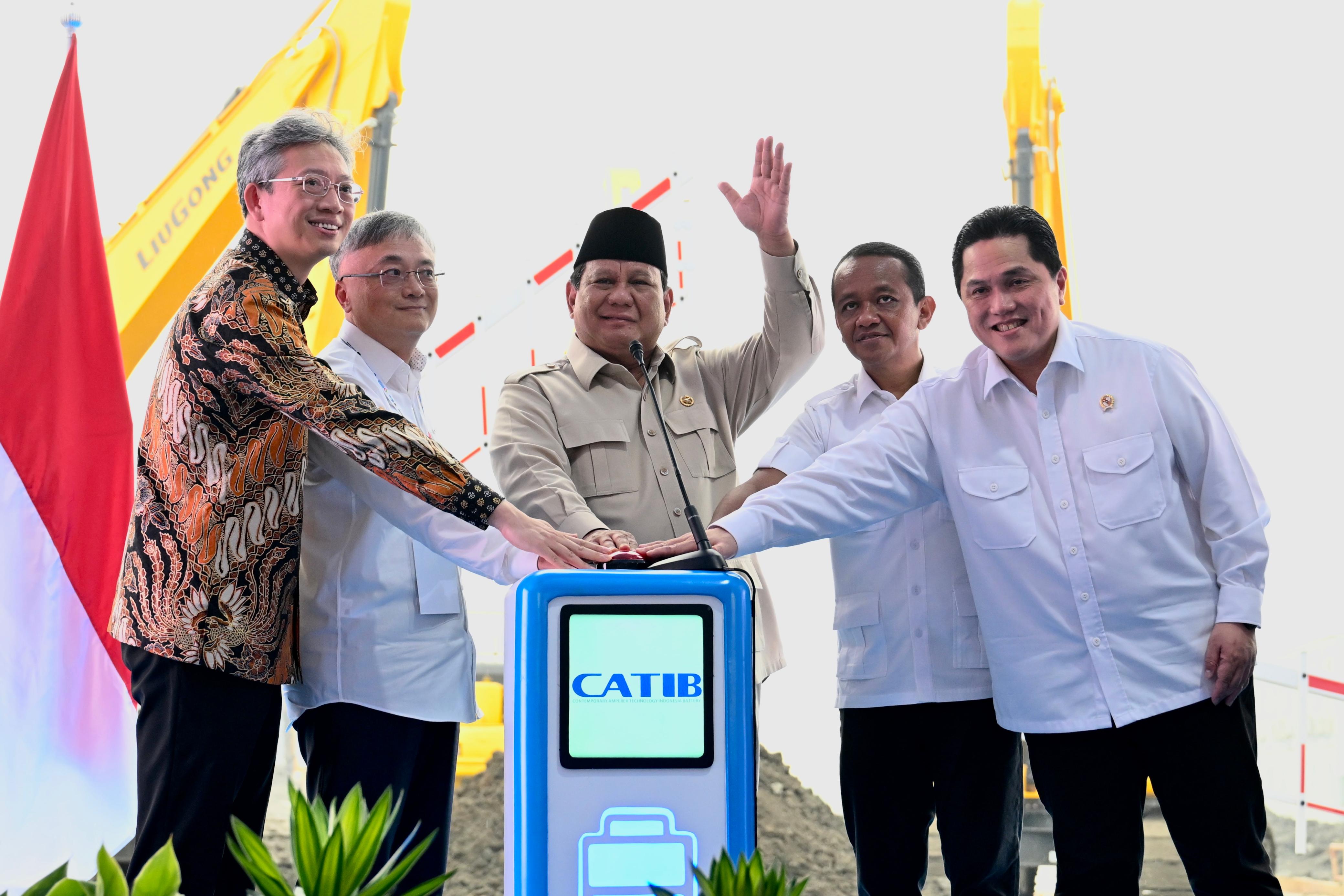 Presiden Prabowo Subianto di groundbreaking ekosistem industri baterai kendaraan listrik (SinPo.id/ Setpres)