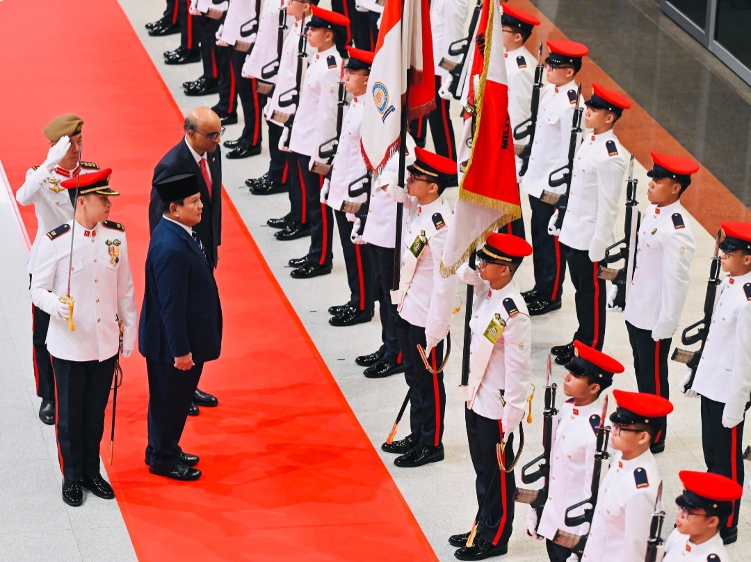 Presiden Prabowo Disambut Upacara Kenegaraan di Parliament House Singapura (SinPo.id/Setpres)