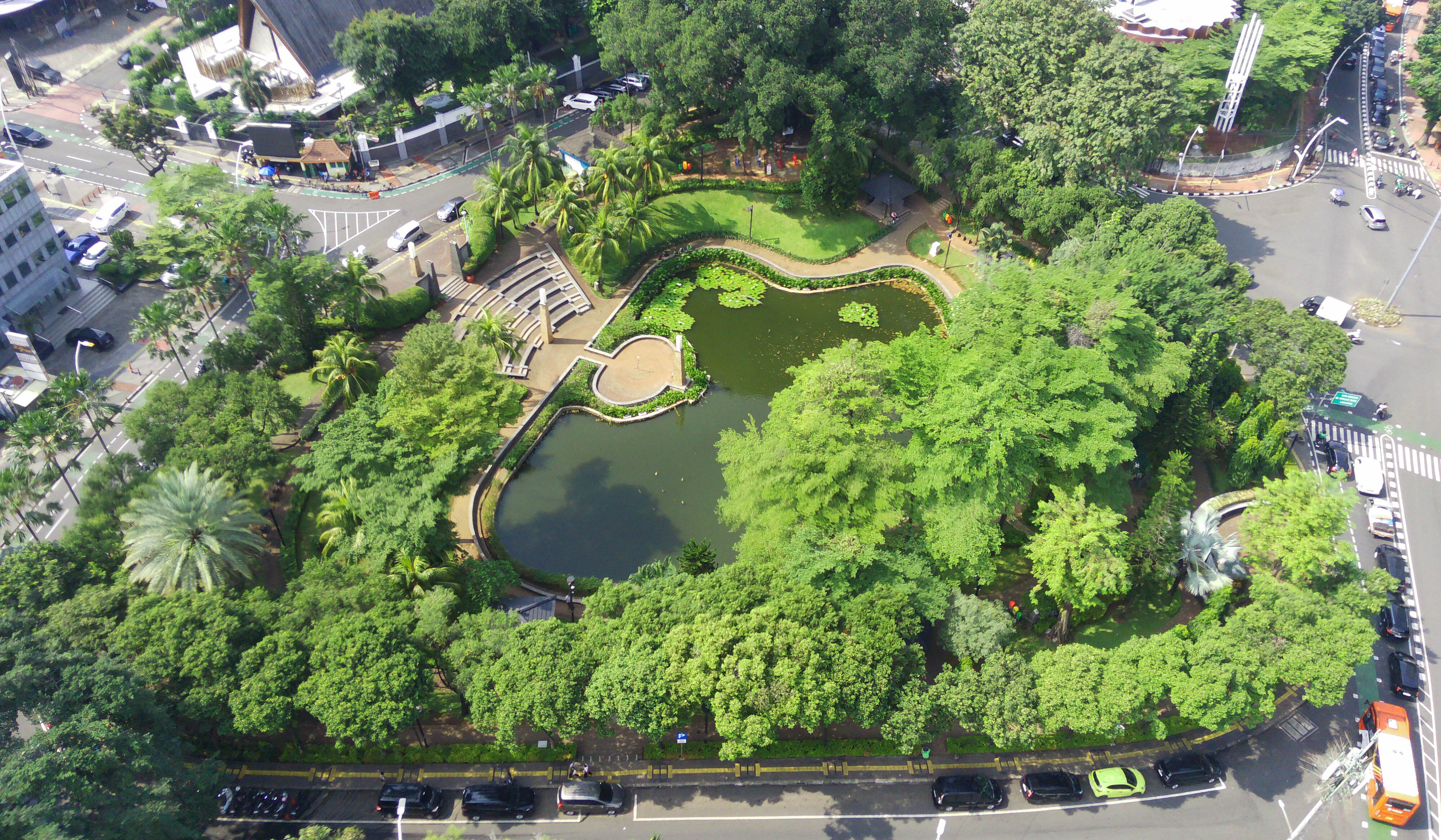 Foto udara Taman Ayodya di Jakarta. (Agus Priatna/SinPo.id)