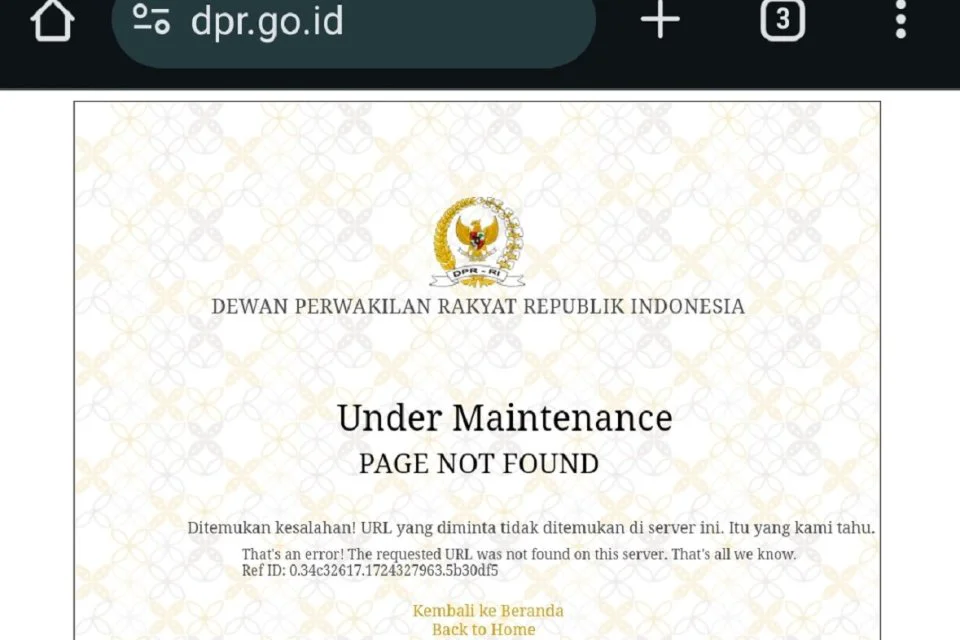 Situs resmi DPR RI down. (SinPo.id)