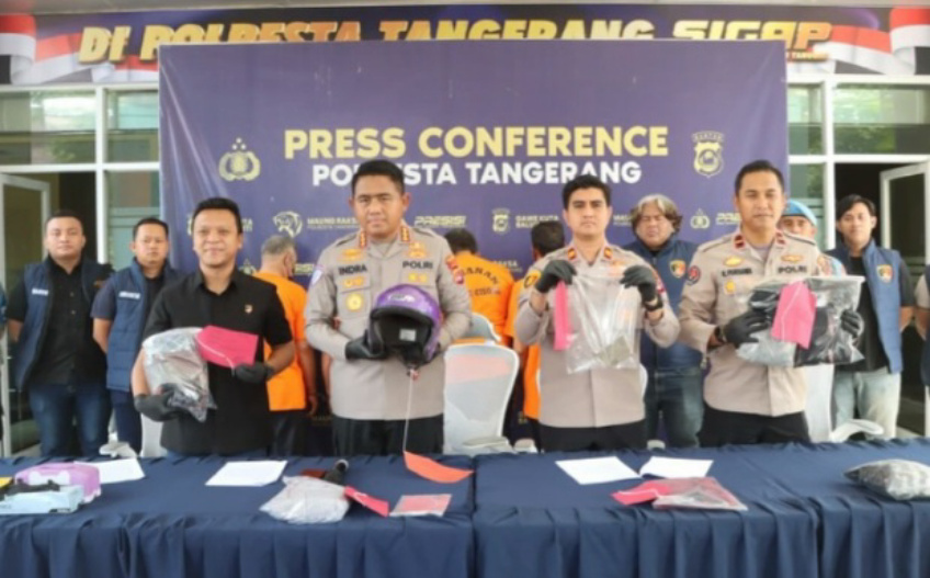 Konferensi pers kasus opang di Stasiun Tigaraksa (SinPo.id/Dok.Polresta Tangerang)