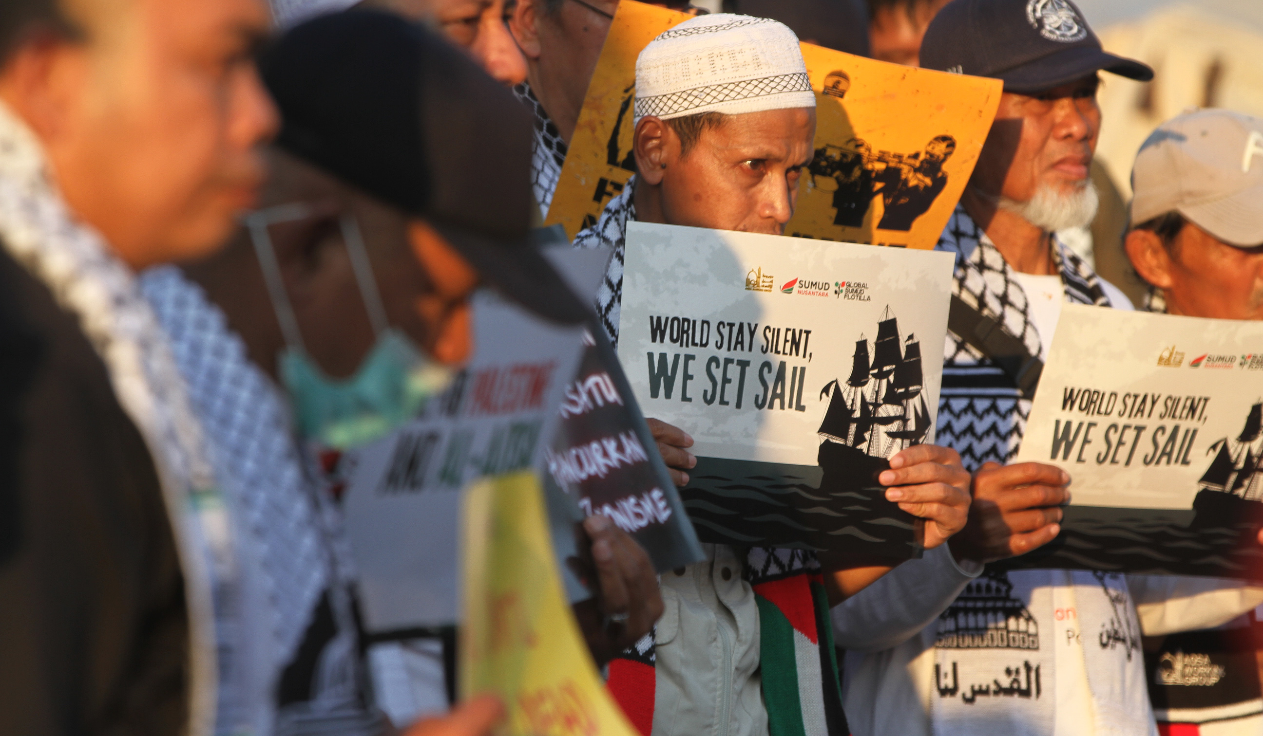 Aksi Solidaritas Palestina di Kedubes AS. (Agus Priatna/SinPo.id)