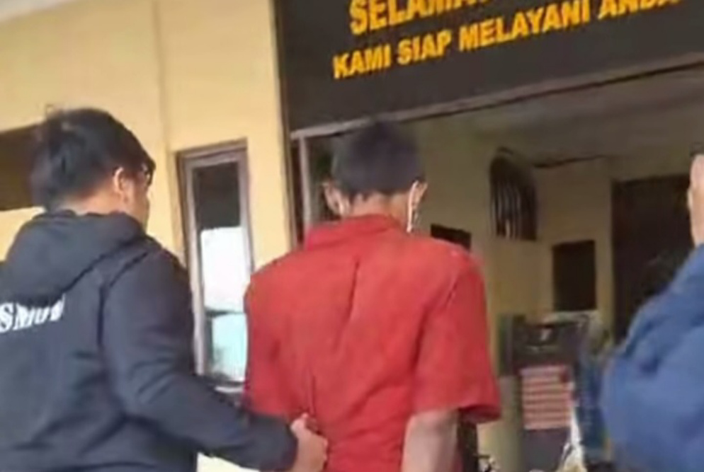 Pelaku saat ditangkap (SinPo.id/ Tangkapan layar)