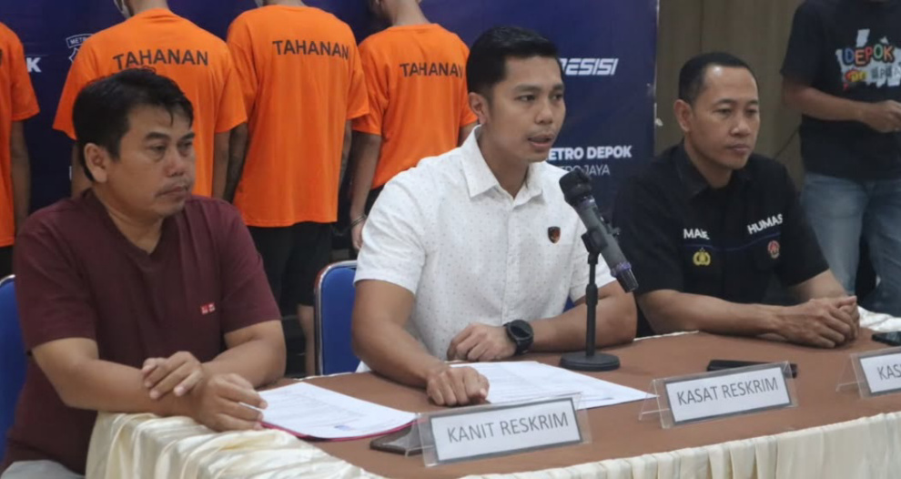 Konfrensi pers penangkapan pelaku curanmor di Depok (SinPo.id/Polres Depok)