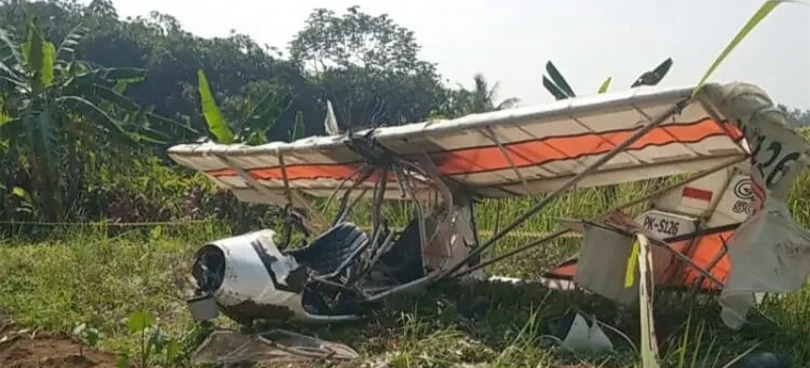 Pesawat gantole jenis capung jatuh di Ciampea, Bogor. (SinPo.id/Istimewa)