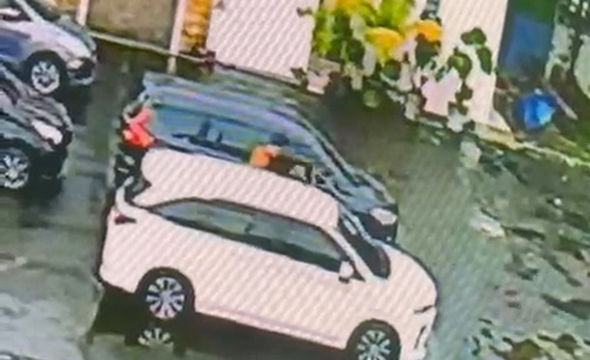 Rekaman CCTV saat korban diculik di parkiran (SinPo.id/ Tangkapan layar)