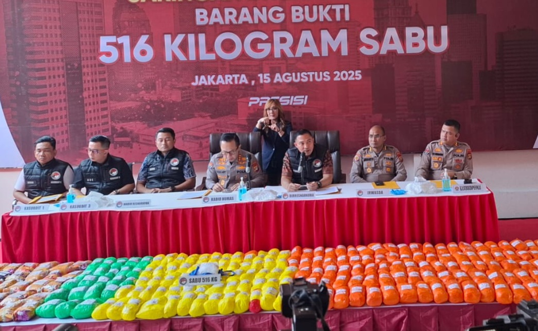 Konferensi pers pengungkapan narkoba (SinPo.id/Firdausi)