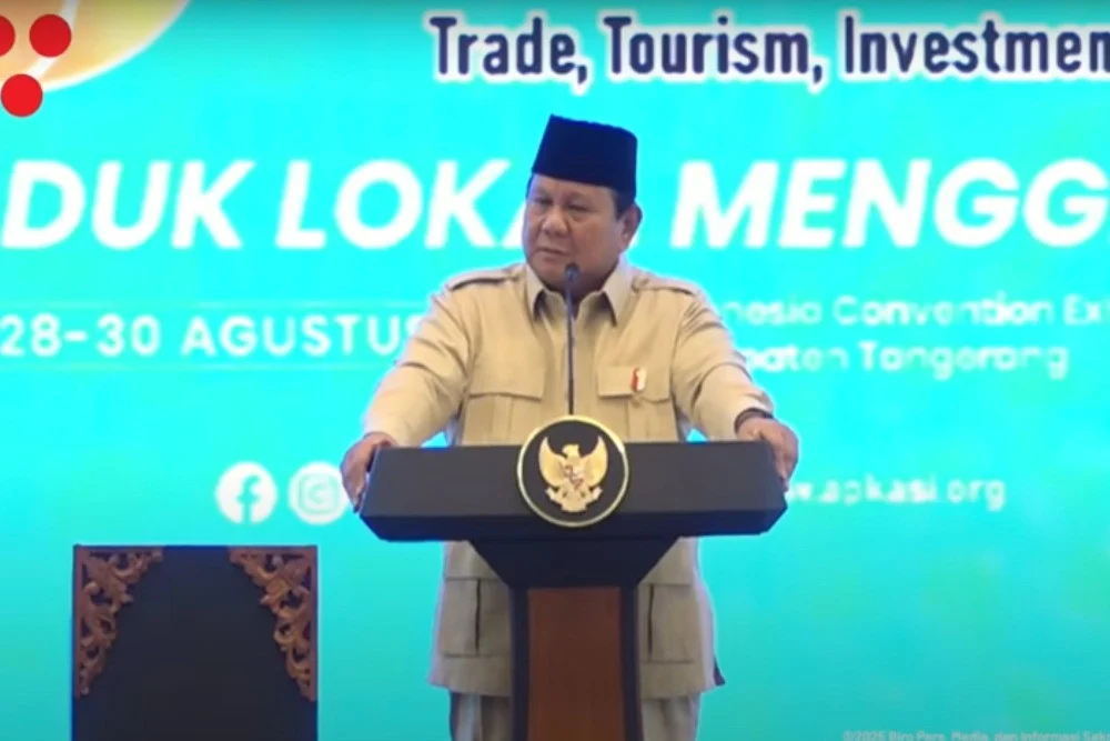 Presiden Prabowo Subianto meresmikan pembukaan APKASI Otonomi Expo 2025 di Tangerang, Banten. (SinPo.id/Youtube BMPI Setpres)