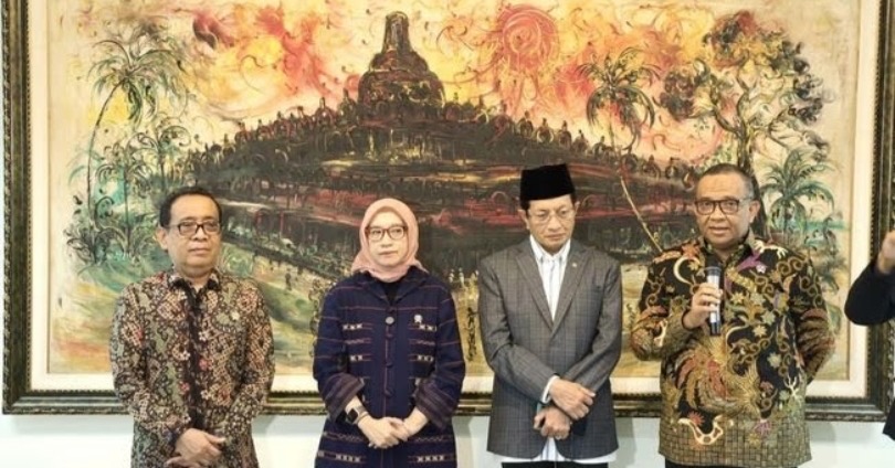 Menko PMK Pratikno, Menpan RB Rini, Menag Nasaruddin dan Wamenaker Ferry. (SinPo.id/dok. Kemnaker)