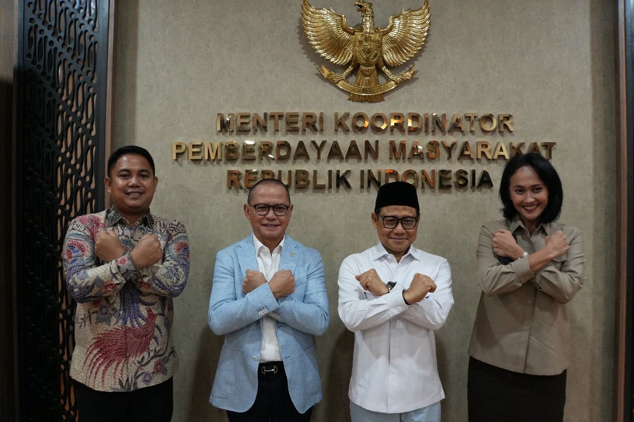 Menteri P2MI Mukhtarudin bersama dua Wamennya, menemui Menko PM Cak Imin. (SinPo.id/dok. KP2MI)