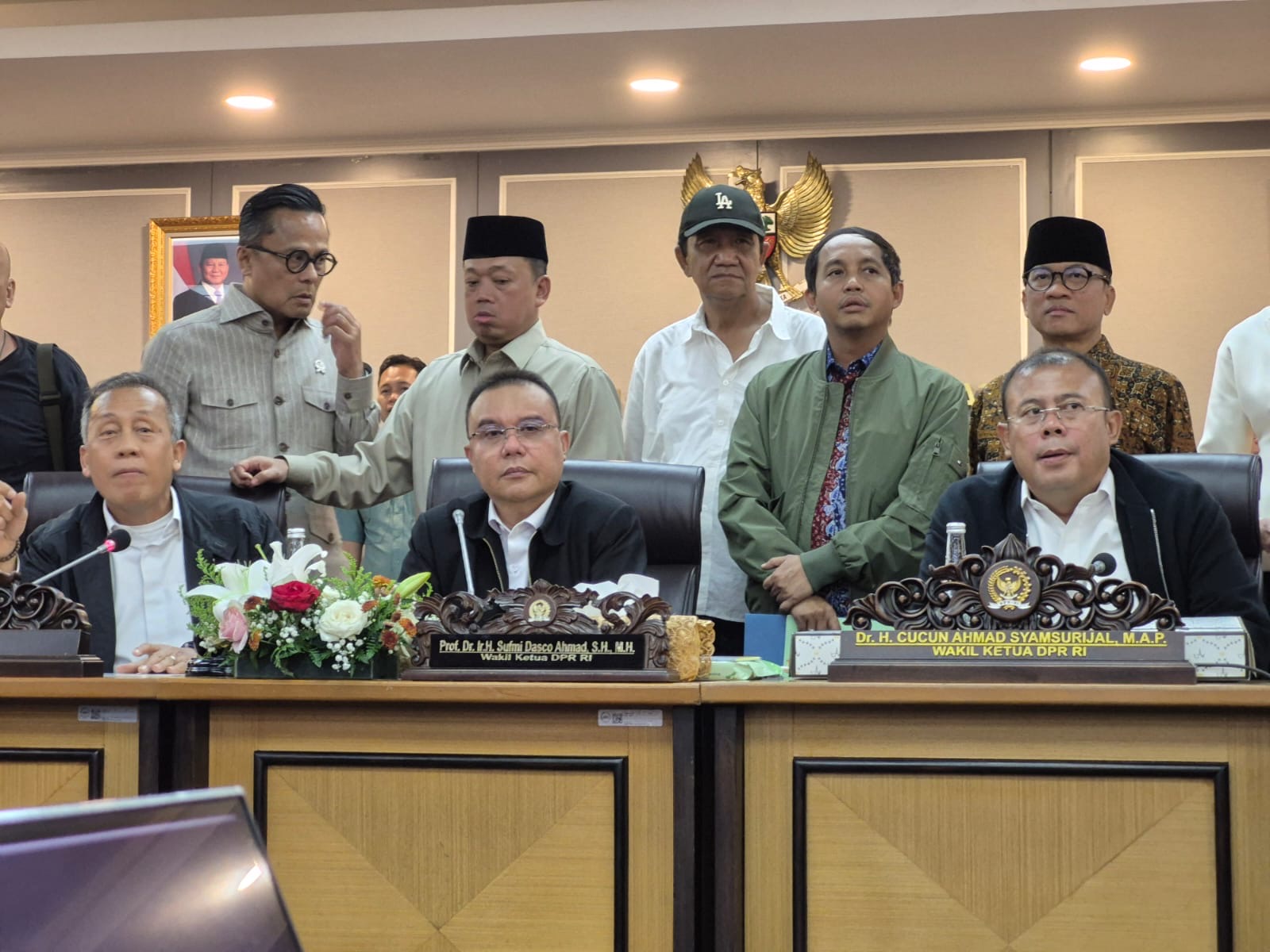 Pimpinan DPR RI menerima audiensi Konsorsium Pembaruan Agraria (KPA). (SinPo.id/Galuh Ratnatika)