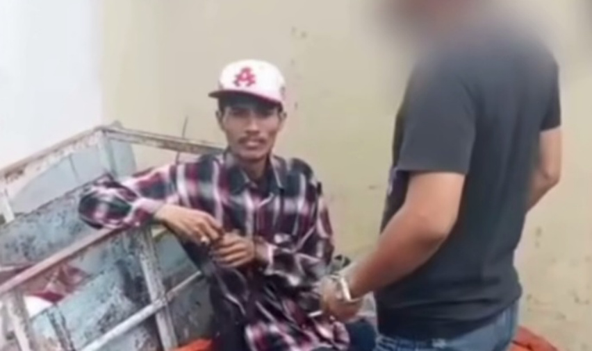 Salah satu begal di Sunter saat ditangkap (SinPo.id/Tangkapan layar)