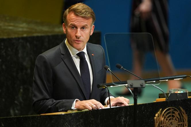 Presiden Prancis Emmanuel Macron saat berpidato di pertemuan puncak PBB. (SinPo.id/AP)