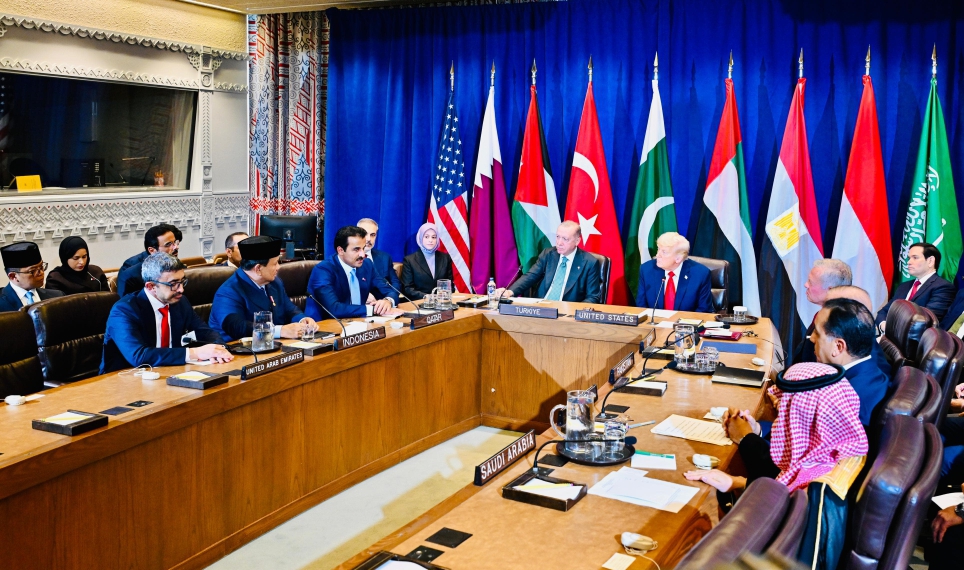 Pertemuan sejumlah pemimpin negara bahas perdamaian Timur Tengah (SinPo.id/ Setpres)