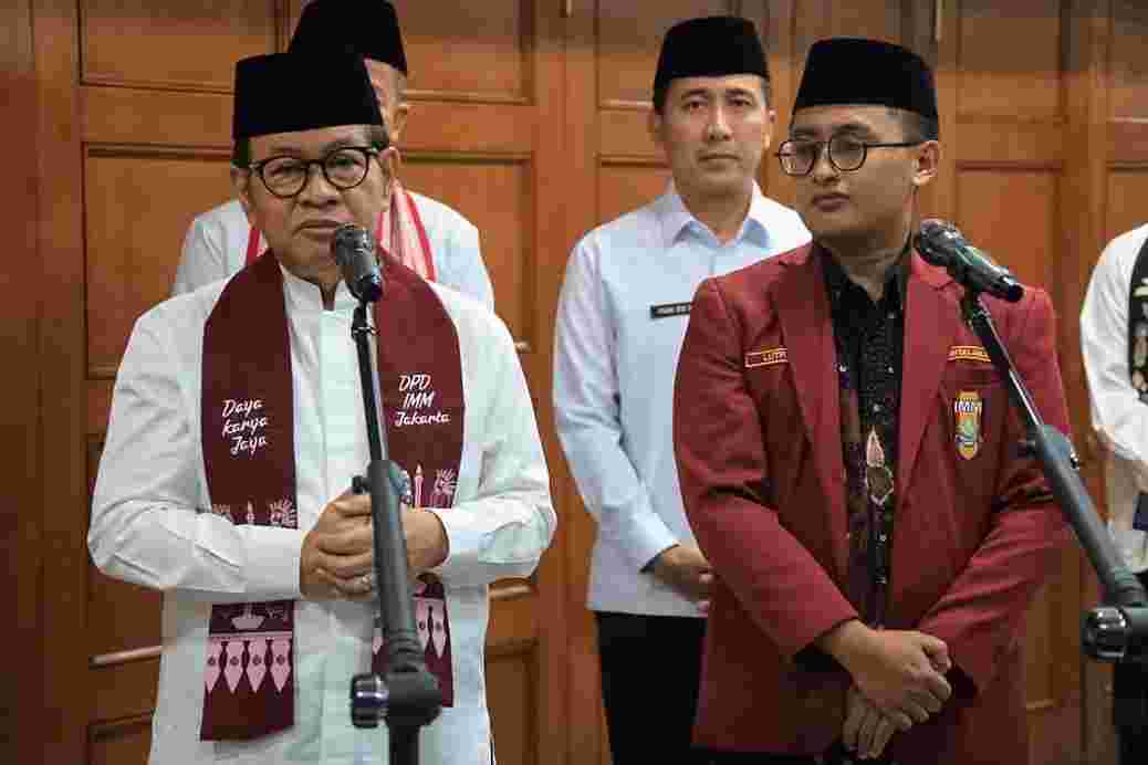 Gubernur DKI Jakarta Pramono Anung saat membuka Rakorda IMM (SinPo.id/ Dok. Pemprov DKI)