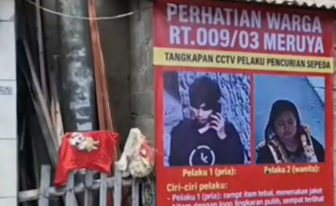 Tampang pasutri yang mencuri sepeda di Kembangan (SinPo.id/Tangkapan layar)