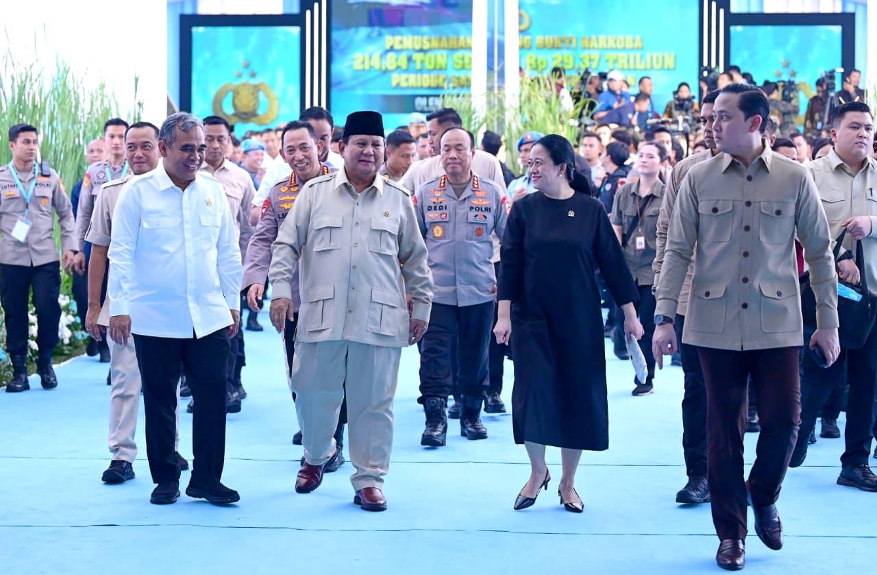 Presiden Prabowo Subianto pimpin pemusnahan Narkotika hasil sitaan Polri (SinPo.id/Biro Setpres)