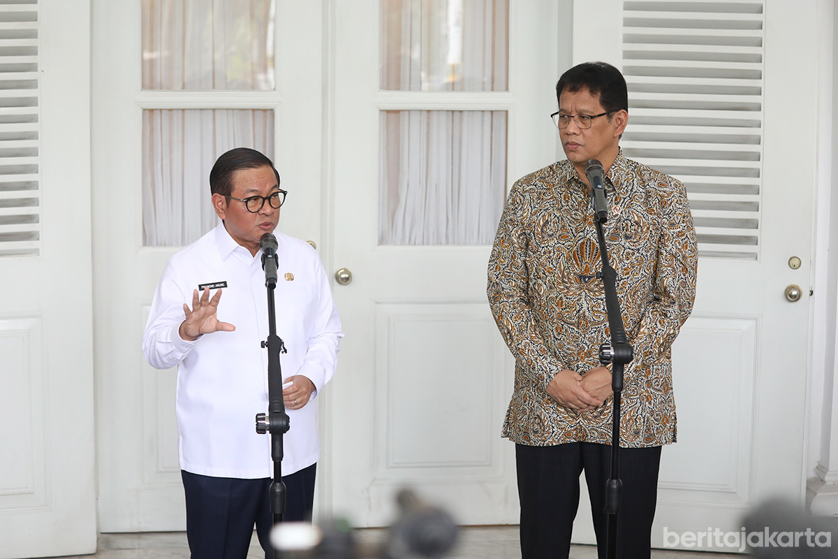 Gubernur DKI Pramono Anung-Menkeu Purbaya Yudhi Sadewa (SinPo.id/Beritajakarta)