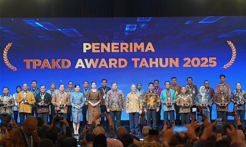 Menko Airlangga di acara Rakornas TPAKD 2025. (SinPo.id/dok. Ekon)
