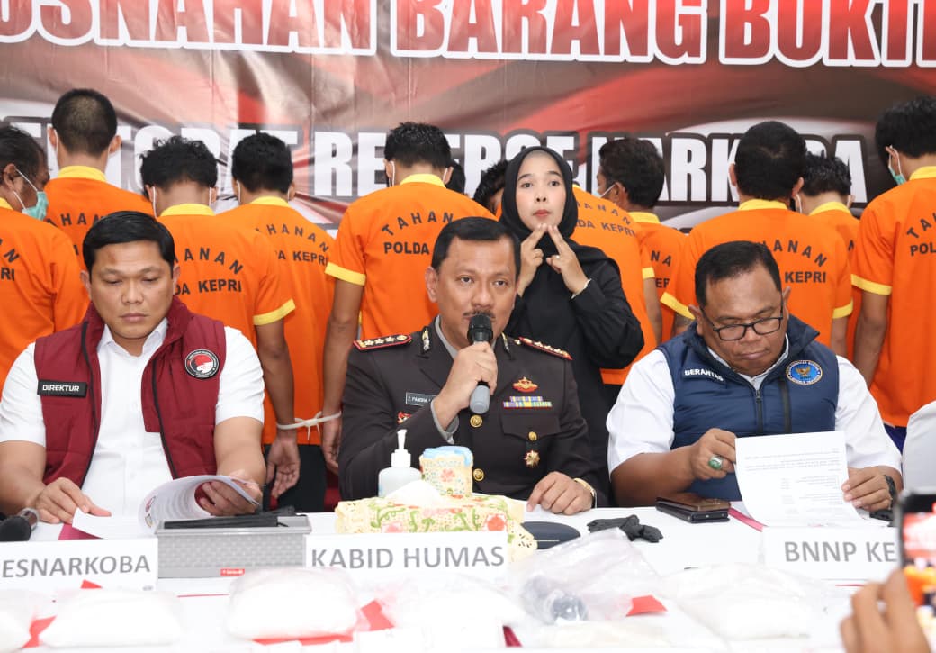 Konferensi pers kasus narkoba di Polda Kepri (SinPo.id/ Humas Polri)