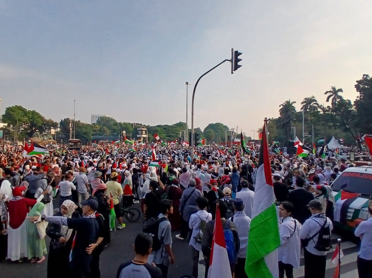 Aksi bela Palestina di Monas Jakarta Pusat (SinPo.id/ Dok. PMJ)