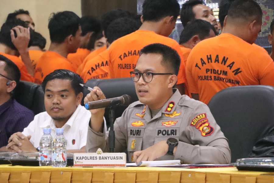 Konferensi pers Polres Banyuasin (SinPo.id/ Humas Polri)