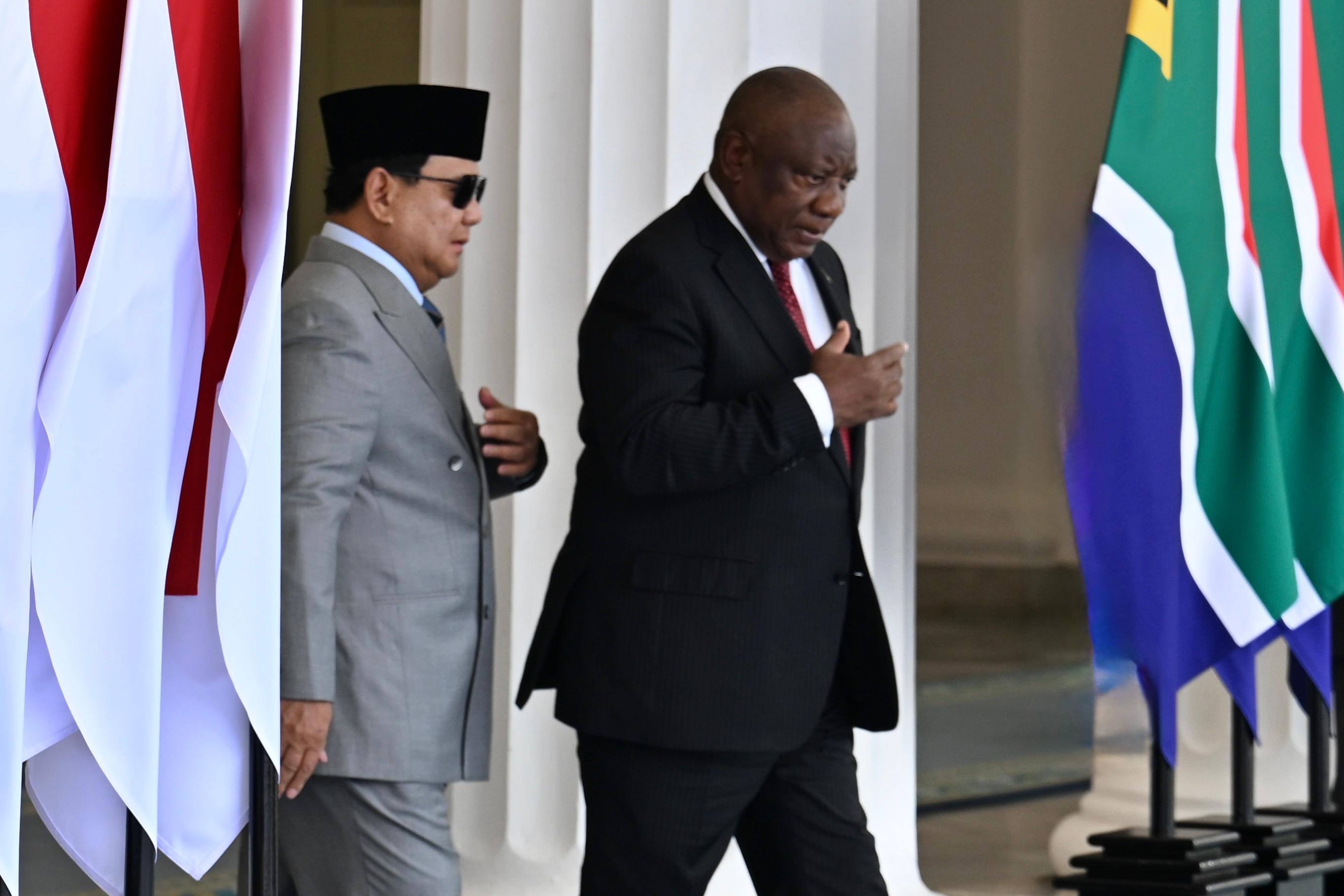 Presiden RI Prabowo Sunianto bersama Presiden Afrika Selatan Ramaphosa (SinPo.id/Setpres)