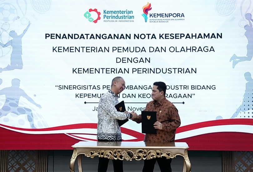 Menperin Agus Gumiwang dan Menpora Erick Thohir. (SinPo.id/dok. Kemenpora)