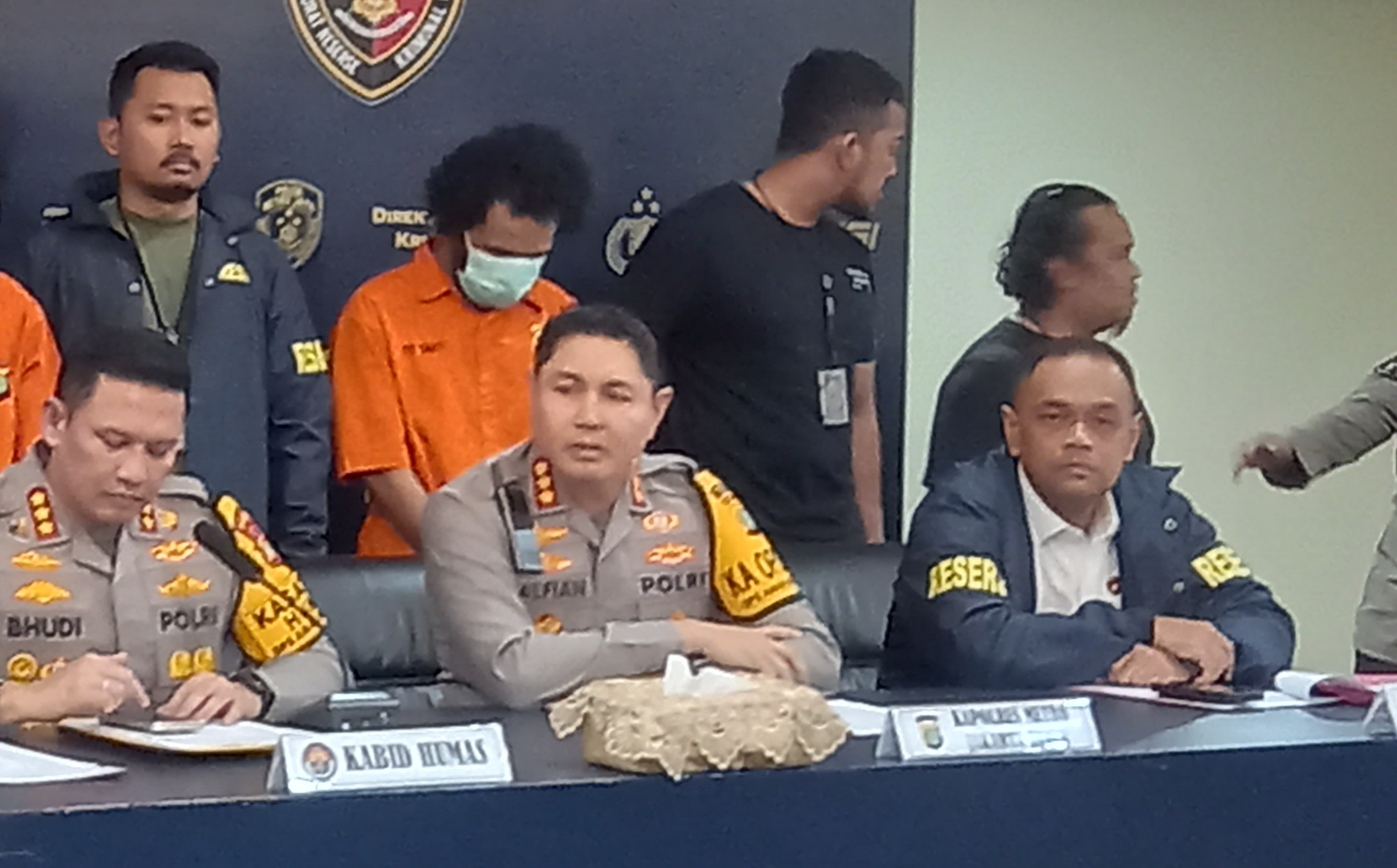 Konferensi pers penembakan pengacara di Tanah Abang (SinPo.id/Firdausi)