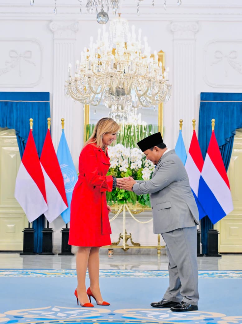 Presiden Prabowo Subianto menerima kunjungan kenegaraan Ratu Maxima dari Kerajaan Belanda di Istana Merdeka (Ashar/Foto: BiroSetpres/SinPo.id)
