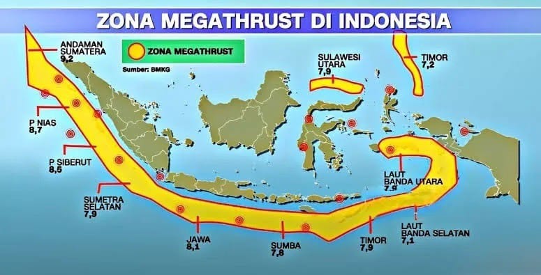 Zona Megathrust Indonesia (SinPo.id/BNPB)