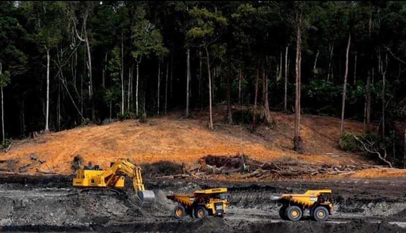 Ilustrasi pertambangan di kawasan hutan. (SinPo.id/dok. Jatam)