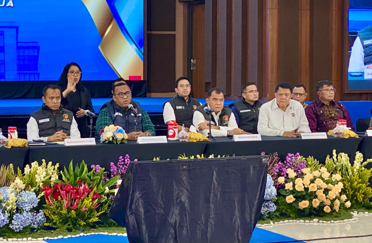 Konferensi kasus TPPO di Mabes Polri (SinPo.id/ Humas Polri)